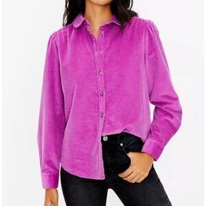 Loft pink corduroy shacket puff sleeve shirt jacket xs